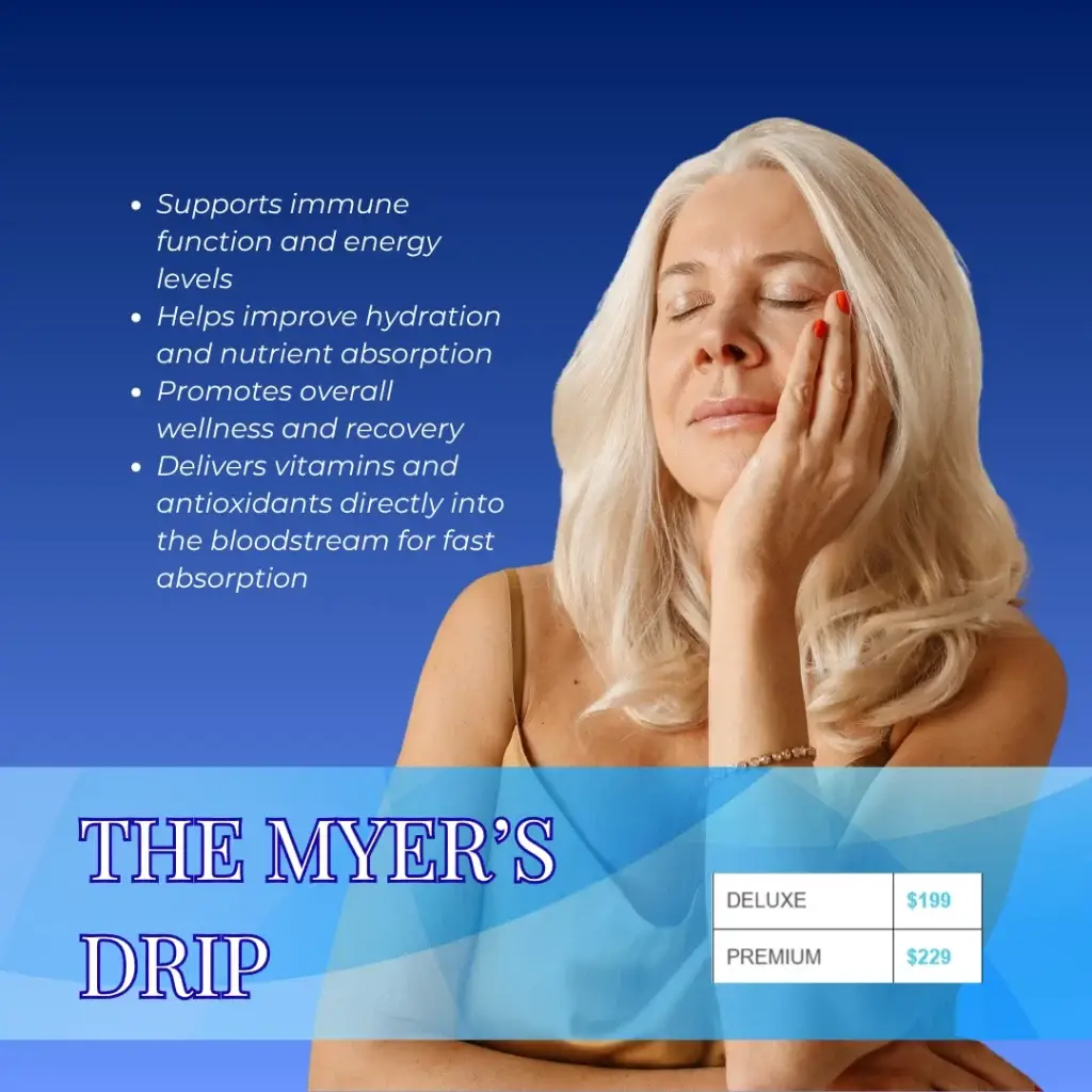 Myers Cocktail IV drip therapy with vitamins, minerals, electrolytes, and hydration for wellness and energy