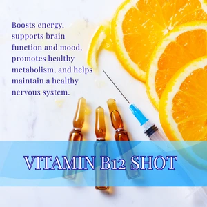 Vitamin B12 wellness injection promoting energy, metabolism, and nervous system support.